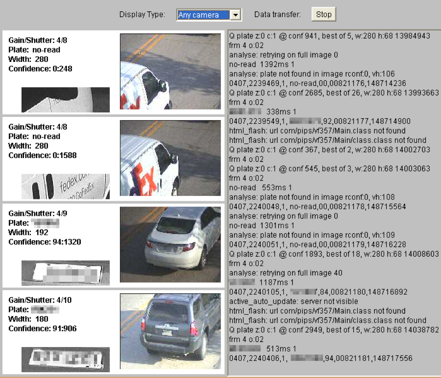 Shodan screencap of unprotected ALPR feeds Shodan screencap of unprotected ALPR feeds